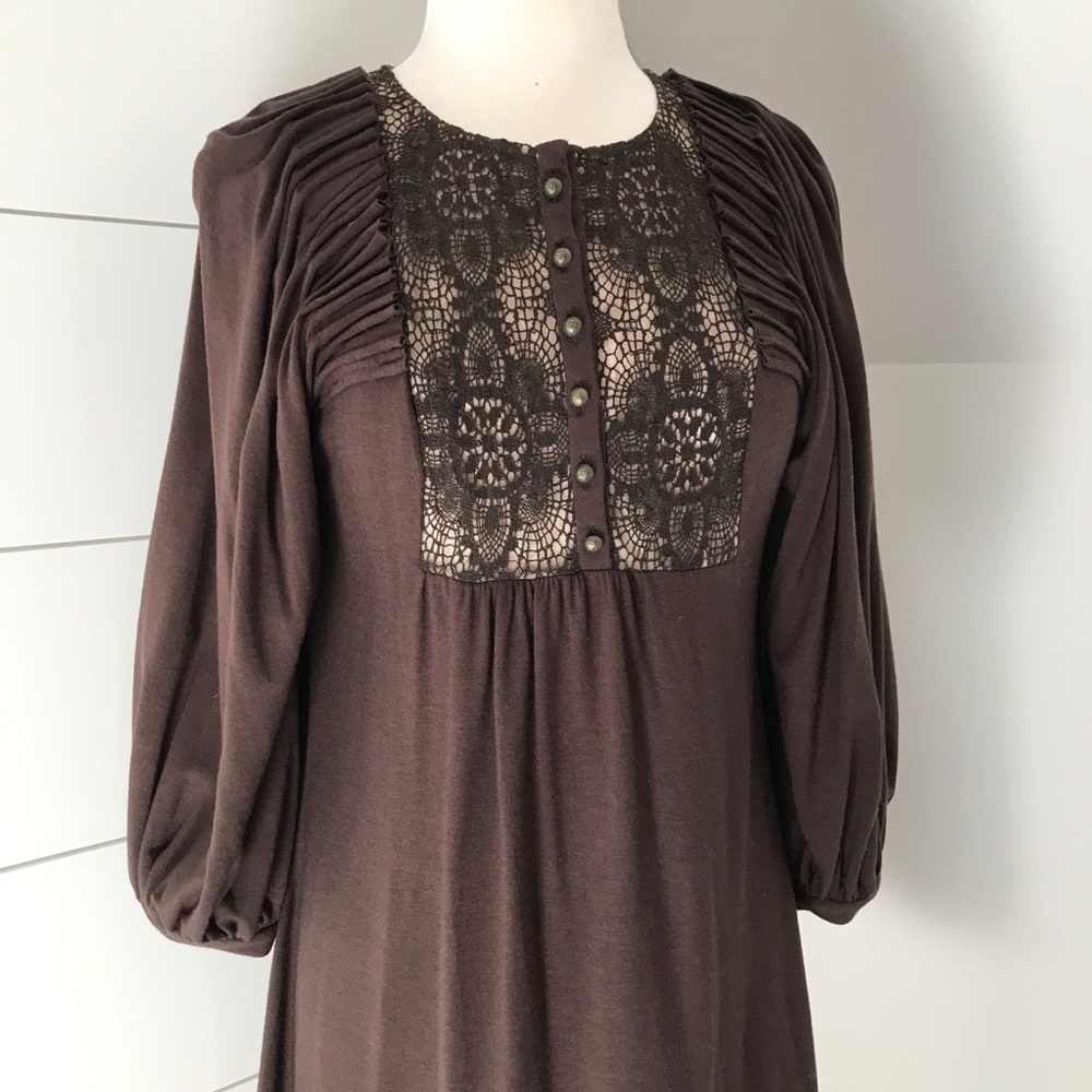 BCBG Boho Peasant Balloon Sleeve Dress